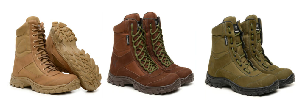 Cores disponíveis das botas padrão exército linha Cedro