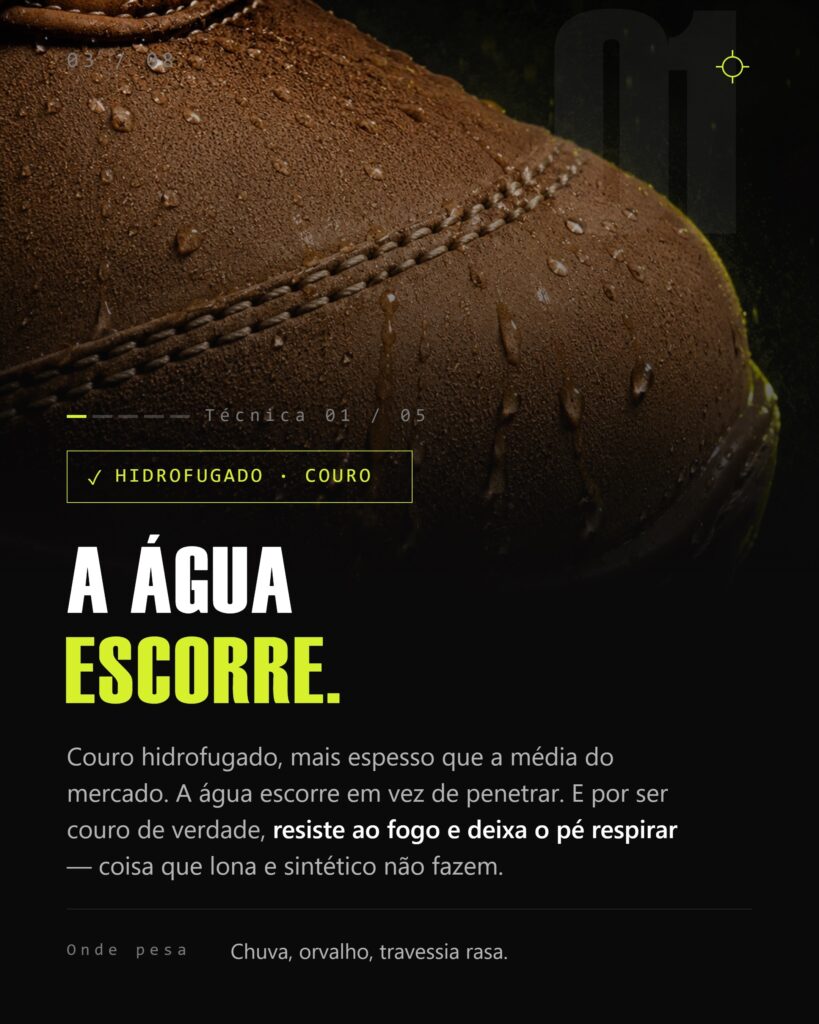 Cinco tecnologias da bota Kaluci contra a água em qualquer terreno