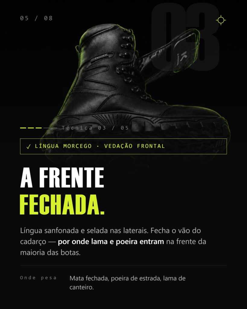 bota Kaluci contra a água em qualquer terreno